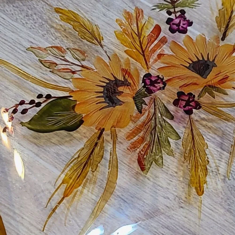Vintage Hand Painted Sunflower Glass Plate 6